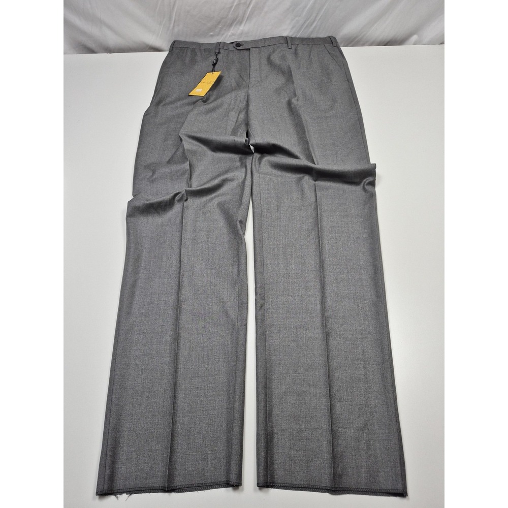 Galante Uomo Dress Pants Mens 32x37 Gray Wool Flat Front Straight Italy NWT